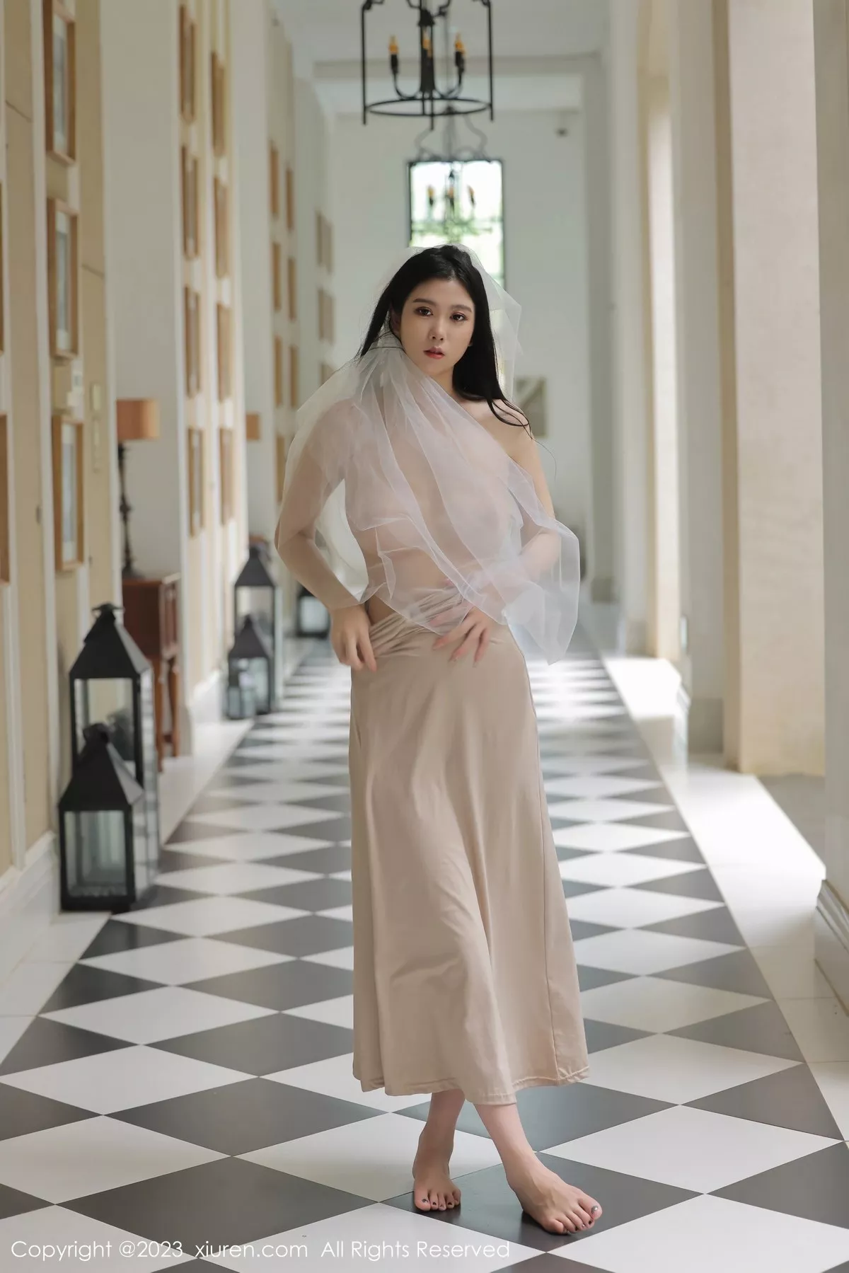 秀人集.com_[XiuRen秀人网]No.6513_模特李雅柔182CM性感杏色吊带长裙露蕾丝内裤秀美腿诱惑写真55P