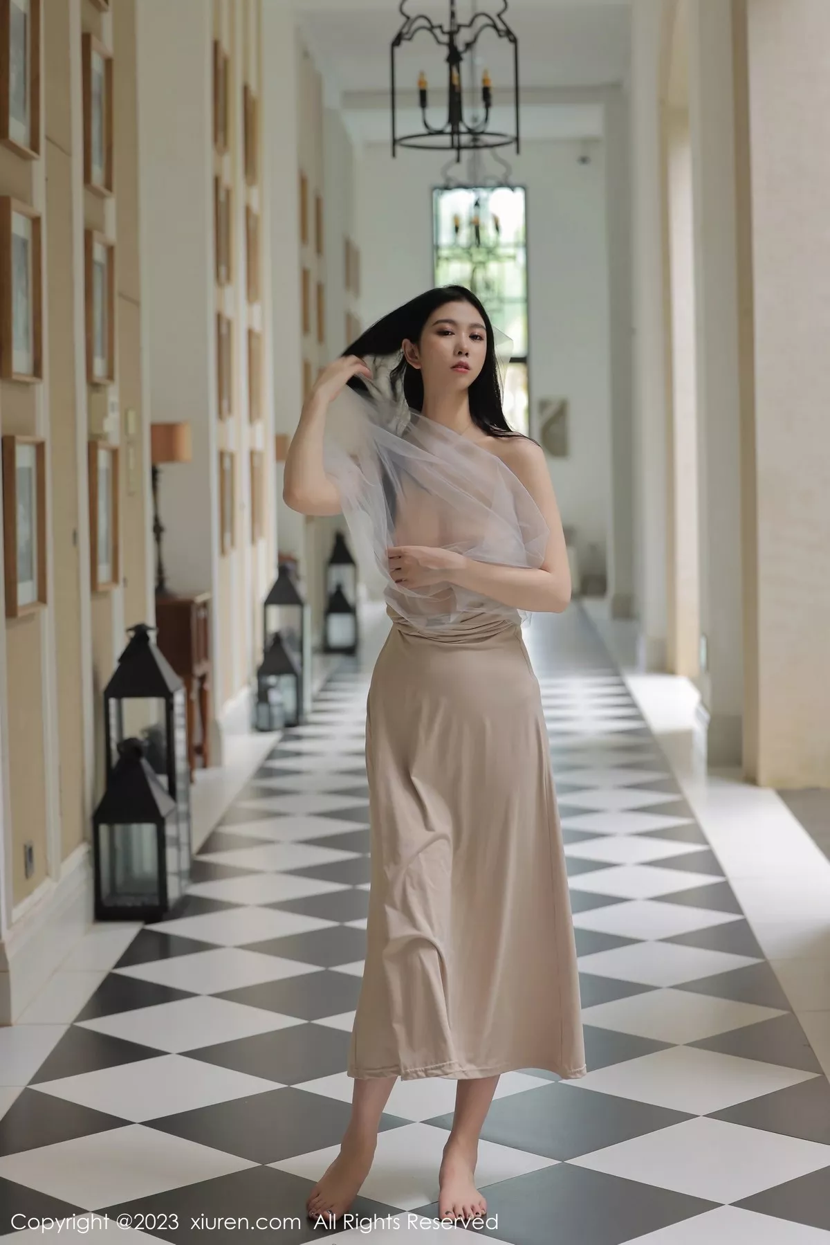 秀人集.com_[XiuRen秀人网]No.6513_模特李雅柔182CM性感杏色吊带长裙露蕾丝内裤秀美腿诱惑写真55P