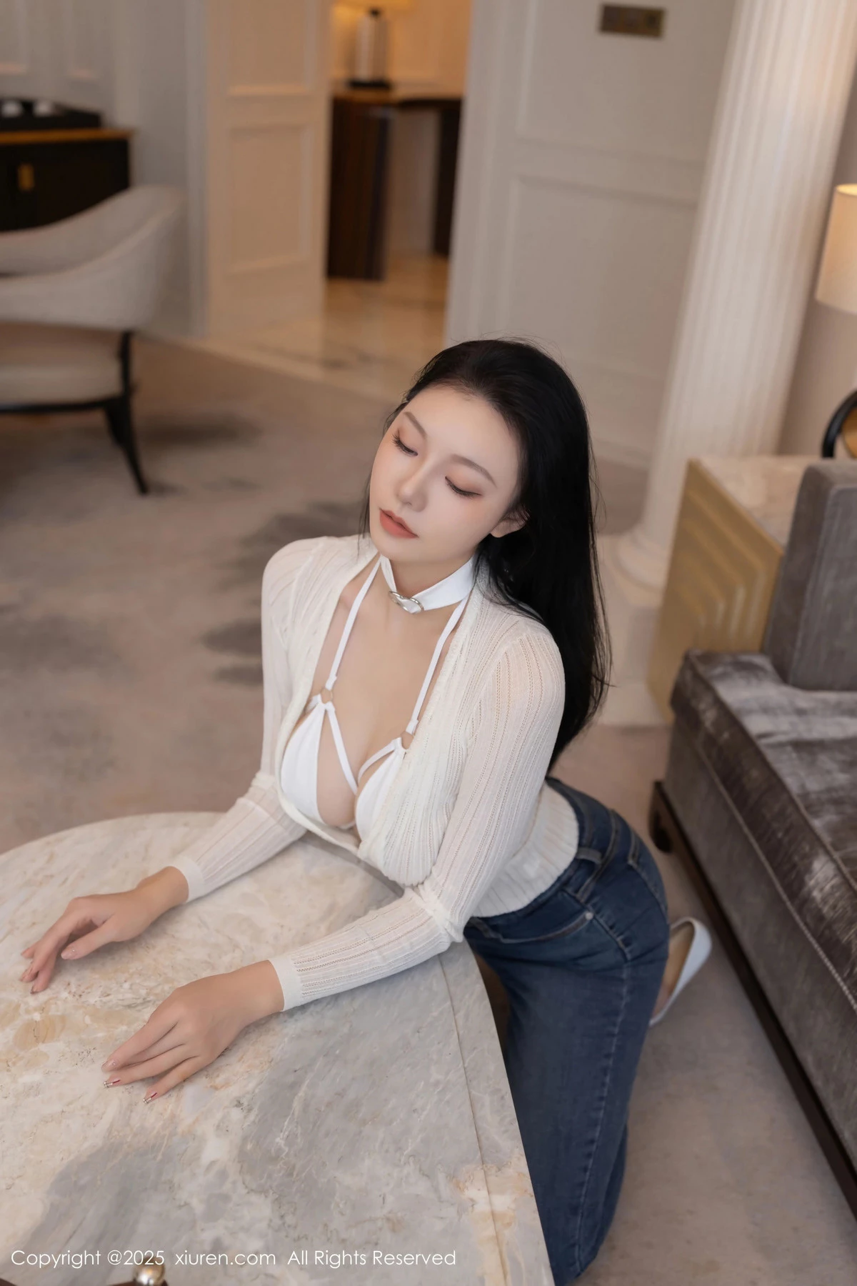 秀人集.com_[XiuRen秀人网]No.9900_模特安然anran性感白色情趣内衣配白丝袜秀曼妙身姿撩人诱惑写真83P