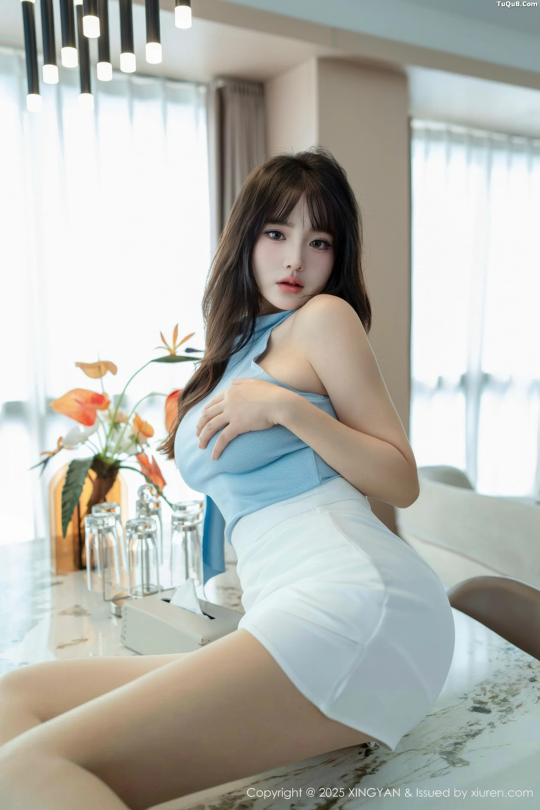 秀人集.com_[XINGYAN星颜社]VOL.418_模特沈南汐RuRu性感白色包臀裙配超薄肉丝秀凹凸身材诱惑写真73P